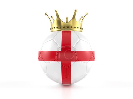 Téléchargez les photos : Ballon de football drapeau anglais avec couronne sur fond blanc. Illustration 3d. - en image libre de droit