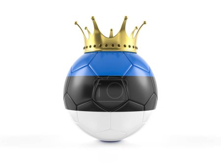Photo for Estonia flag soccer ball with crown on a white background. 3d illustration. - Royalty Free Image