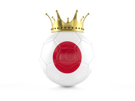 Photo for Japan flag soccer ball with crown on a white background. 3d illustration. - Royalty Free Image