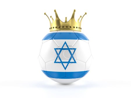 Téléchargez les photos : Israël drapeau ballon de football avec couronne sur un fond blanc. Illustration 3d. - en image libre de droit