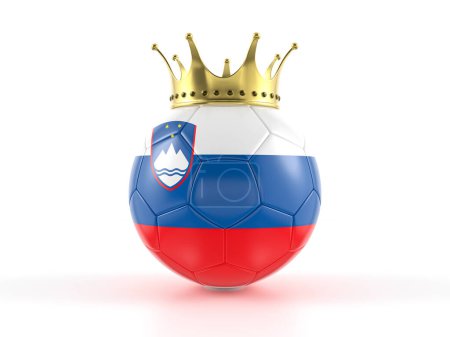 Photo for Slovenia flag soccer ball with crown on a white background. 3d illustration. - Royalty Free Image