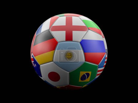 Photo for Soccer ball national flags on a white background. 3d illustration. - Royalty Free Image