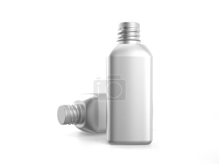 Photo for Metal bottles on a white background. 3d illustration. - Royalty Free Image