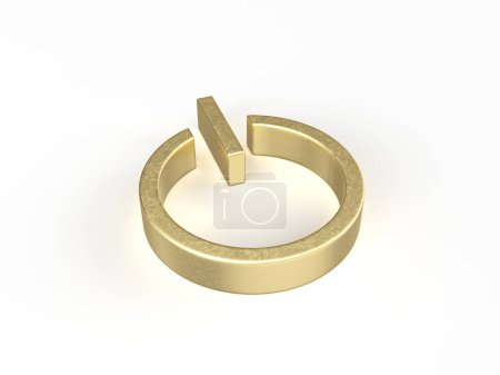 Photo for Gold power symbol on a white background. 3d illustration. - Royalty Free Image