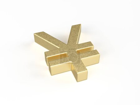Téléchargez les photos : Symbole du yen d'or sur fond blanc. Illustration 3d. - en image libre de droit