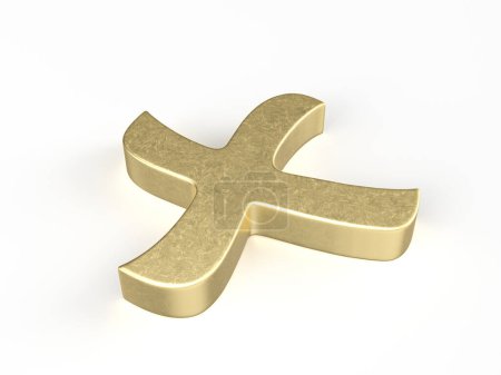 Foto de Oro cancelar símbolo sobre un fondo blanco. ilustración 3d. - Imagen libre de derechos