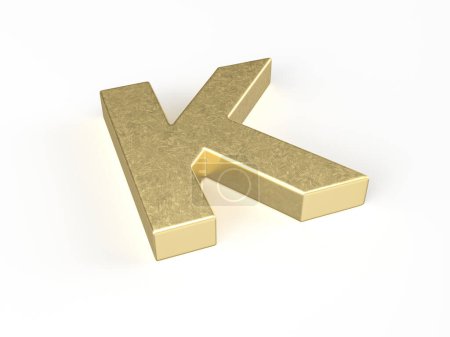 Téléchargez les photos : Lettre d'or K sur fond blanc. Illustration 3d. - en image libre de droit