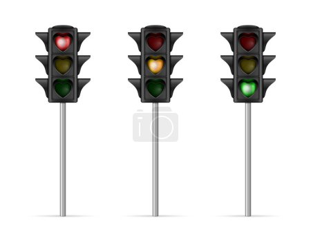 Illustration for Traffic light heart shape set on a white background. Vector illustration. - Royalty Free Image