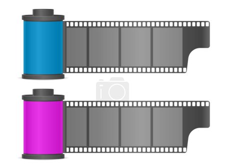 Ilustración de Contenedor de película fotográfica de cámara sobre fondo blanco. Ilustración vectorial. - Imagen libre de derechos