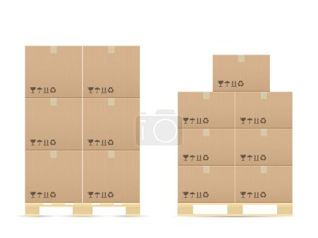 Illustration for Pasteboard boxes on wooded pallet. Vector illustration. - Royalty Free Image