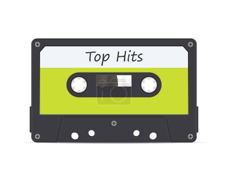 Illustration for Cassette tape top hits on a white background. Vector illustration. - Royalty Free Image