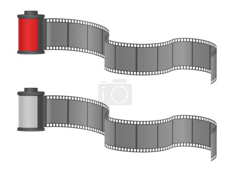 Illustration for Camera photo film container set on a white background. Vector illustration. - Royalty Free Image