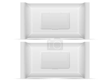 Illustration for Wet wipes package set on a white background. Vector illustration. - Royalty Free Image