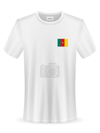 Ilustración de Camiseta con bandera de Camerún sobre fondo blanco. Ilustración vectorial. - Imagen libre de derechos