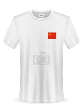 Téléchargez les illustrations : T-shirt avec drapeau chinois sur fond blanc. Illustration vectorielle. - en licence libre de droit
