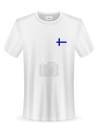 Téléchargez les illustrations : T-shirt avec drapeau finlandais sur fond blanc. Illustration vectorielle. - en licence libre de droit