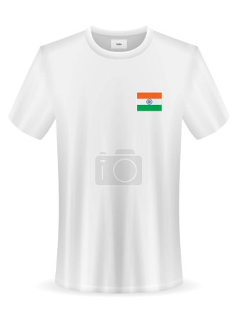 Téléchargez les illustrations : T-shirt avec drapeau indien sur fond blanc. Illustration vectorielle. - en licence libre de droit