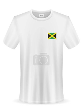 Ilustración de Camiseta con bandera de Jamaica sobre fondo blanco. Ilustración vectorial. - Imagen libre de derechos