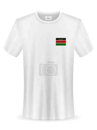 Téléchargez les illustrations : T-shirt avec drapeau du Kenya sur fond blanc. Illustration vectorielle. - en licence libre de droit