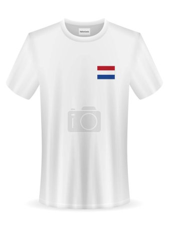 Téléchargez les illustrations : T-shirt avec drapeau néerlandais sur fond blanc. Illustration vectorielle. - en licence libre de droit