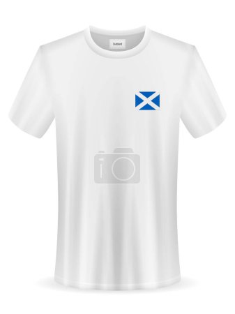 Téléchargez les illustrations : T-shirt avec drapeau écossais sur fond blanc. Illustration vectorielle. - en licence libre de droit