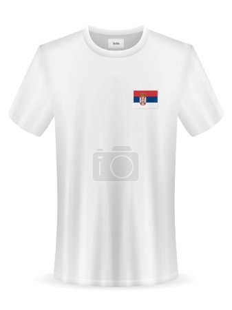 Illustration for T-shirt with Serbia flag on a white background. Vector illustration. - Royalty Free Image