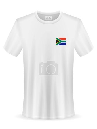 Illustration for T-shirt with South Africa flag on a white background. Vector illustration. - Royalty Free Image