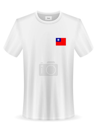 Ilustración de Camiseta con bandera de Taiwán sobre fondo blanco. Ilustración vectorial. - Imagen libre de derechos
