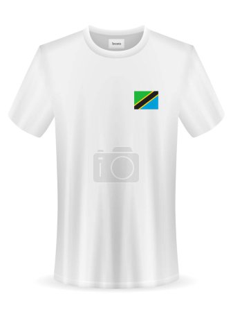 Illustration for T-shirt with Tanzania flag on a white background. Vector illustration. - Royalty Free Image