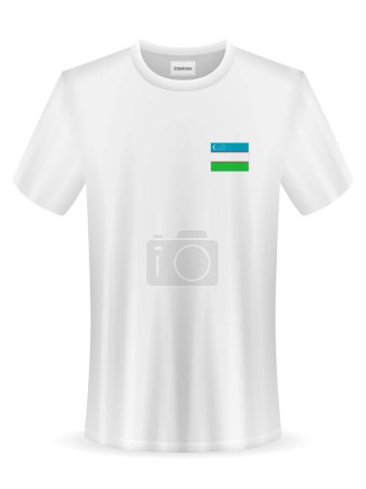 Illustration for T-shirt with Uzbekistan flag on a white background. Vector illustration. - Royalty Free Image