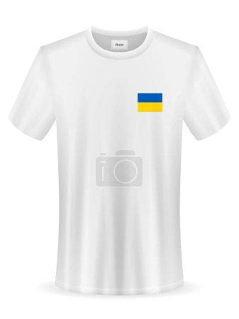 Téléchargez les illustrations : T-shirt avec drapeau ukrainien sur fond blanc. Illustration vectorielle. - en licence libre de droit
