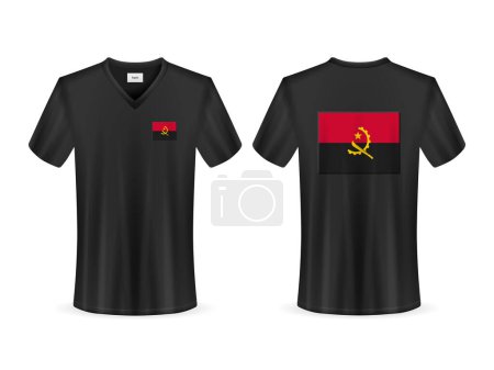Illustration for T-shirt with Angola flag on a white background. Vector illustration. - Royalty Free Image
