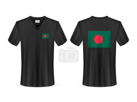 Illustration for T-shirt with Bangladesh flag on a white background. Vector illustration. - Royalty Free Image