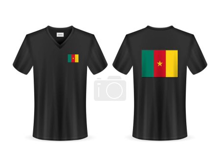 Illustration for T-shirt with Cameroon flag on a white background. Vector illustration. - Royalty Free Image