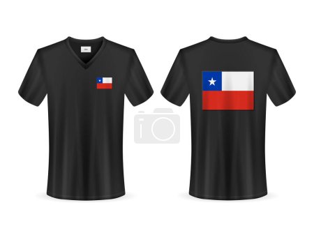 Illustration for T-shirt with Chile flag on a white background. Vector illustration. - Royalty Free Image
