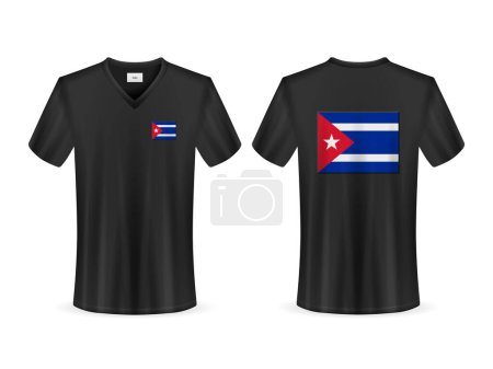 Illustration for T-shirt with Cuba flag on a white background. Vector illustration. - Royalty Free Image