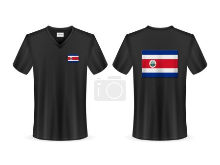 Illustration for T-shirt with Costa Rica flag on a white background. Vector illustration. - Royalty Free Image