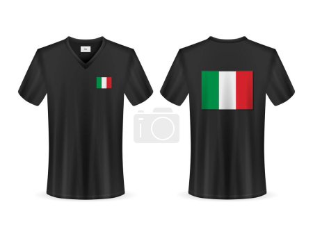 Ilustración de Camiseta con bandera de Italia sobre fondo blanco. Ilustración vectorial. - Imagen libre de derechos
