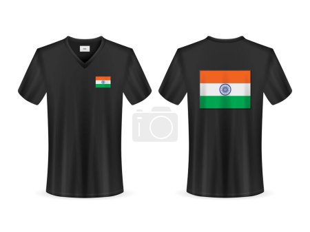 Illustration for T-shirt with India flag on a white background. Vector illustration. - Royalty Free Image
