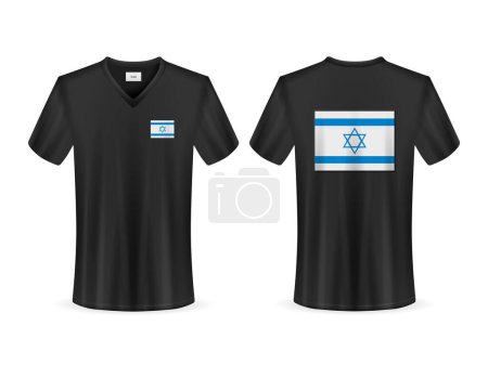 Ilustración de Camiseta con bandera de Israel sobre fondo blanco. Ilustración vectorial. - Imagen libre de derechos
