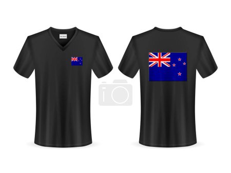 Illustration for T-shirt with New Zealand flag on a white background. Vector illustration. - Royalty Free Image