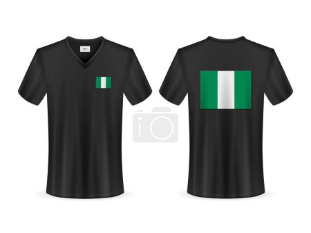 Illustration for T-shirt with Nigeria flag on a white background. Vector illustration. - Royalty Free Image