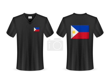 Illustration for T-shirt with Philippines flag on a white background. Vector illustration. - Royalty Free Image