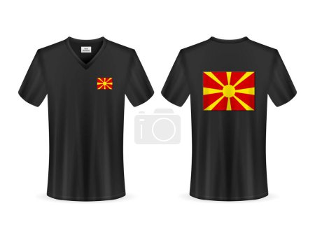 Illustration for T-shirt with North Macedonia flag on a white background. Vector illustration. - Royalty Free Image