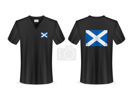 Téléchargez les illustrations : T-shirt avec drapeau écossais sur fond blanc. Illustration vectorielle. - en licence libre de droit