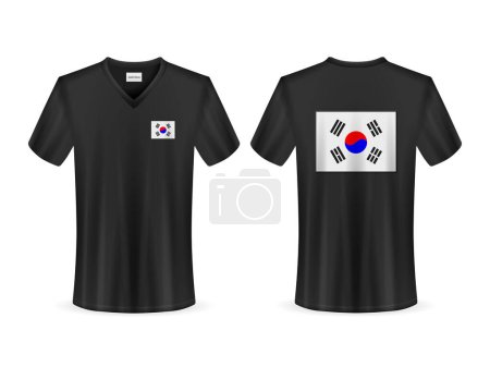 Illustration for T-shirt with South Korea flag on a white background. Vector illustration. - Royalty Free Image