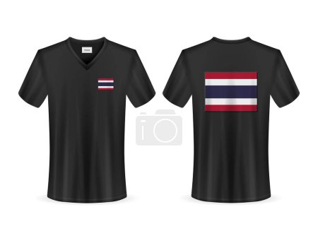Téléchargez les illustrations : T-shirt avec drapeau thaïlandais sur fond blanc. Illustration vectorielle. - en licence libre de droit