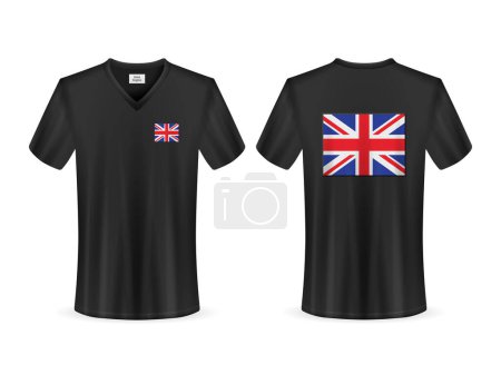 Téléchargez les illustrations : T-shirt avec drapeau britannique sur fond blanc. Illustration vectorielle. - en licence libre de droit