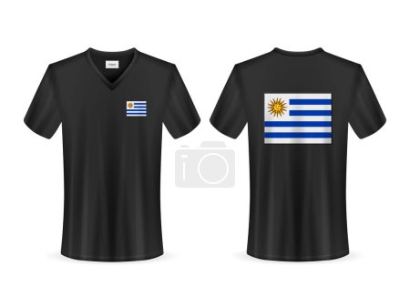Illustration for T-shirt with Uruguay flag on a white background. Vector illustration. - Royalty Free Image