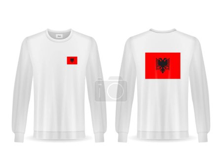 Téléchargez les illustrations : Sweat avec drapeau albanais sur fond blanc. Illustration vectorielle. - en licence libre de droit